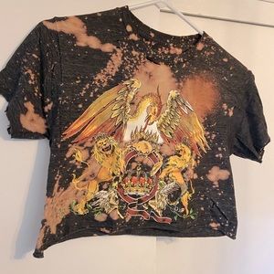 Queen Cropped Bleach Dyed Tee XS